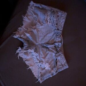 Aeropostale Light Blue Distressed Jean Shorts